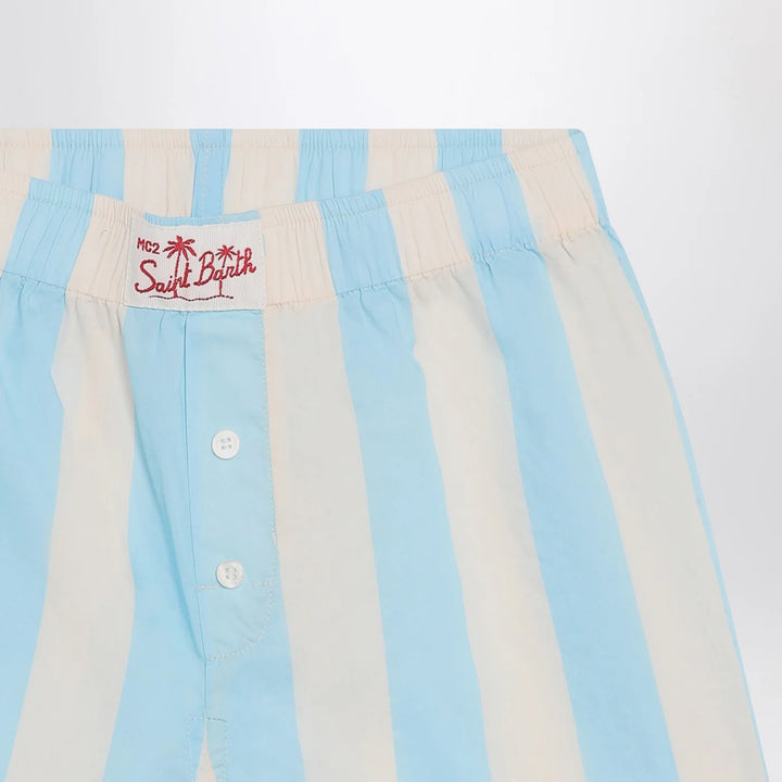 MC2 Saint Barth - Blue/white striped Boxy Jr Shorts