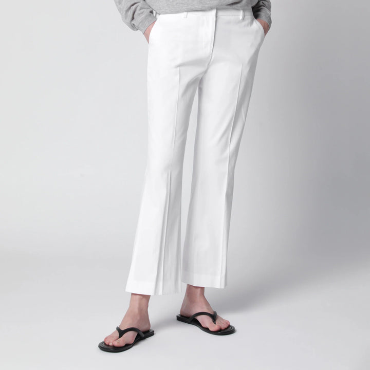 PT Torino - Mid-rise flared cotton trousers in white