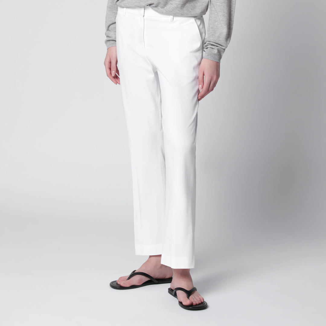 PT Torino - Mid-rise flared cotton trousers in white