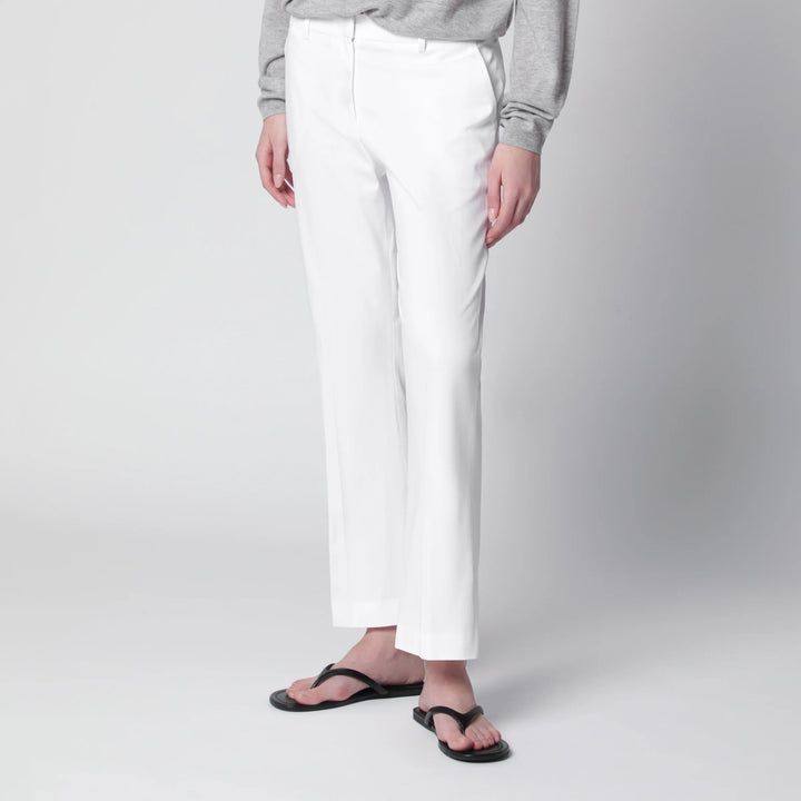 PT Torino - Mid-rise flared cotton trousers in white