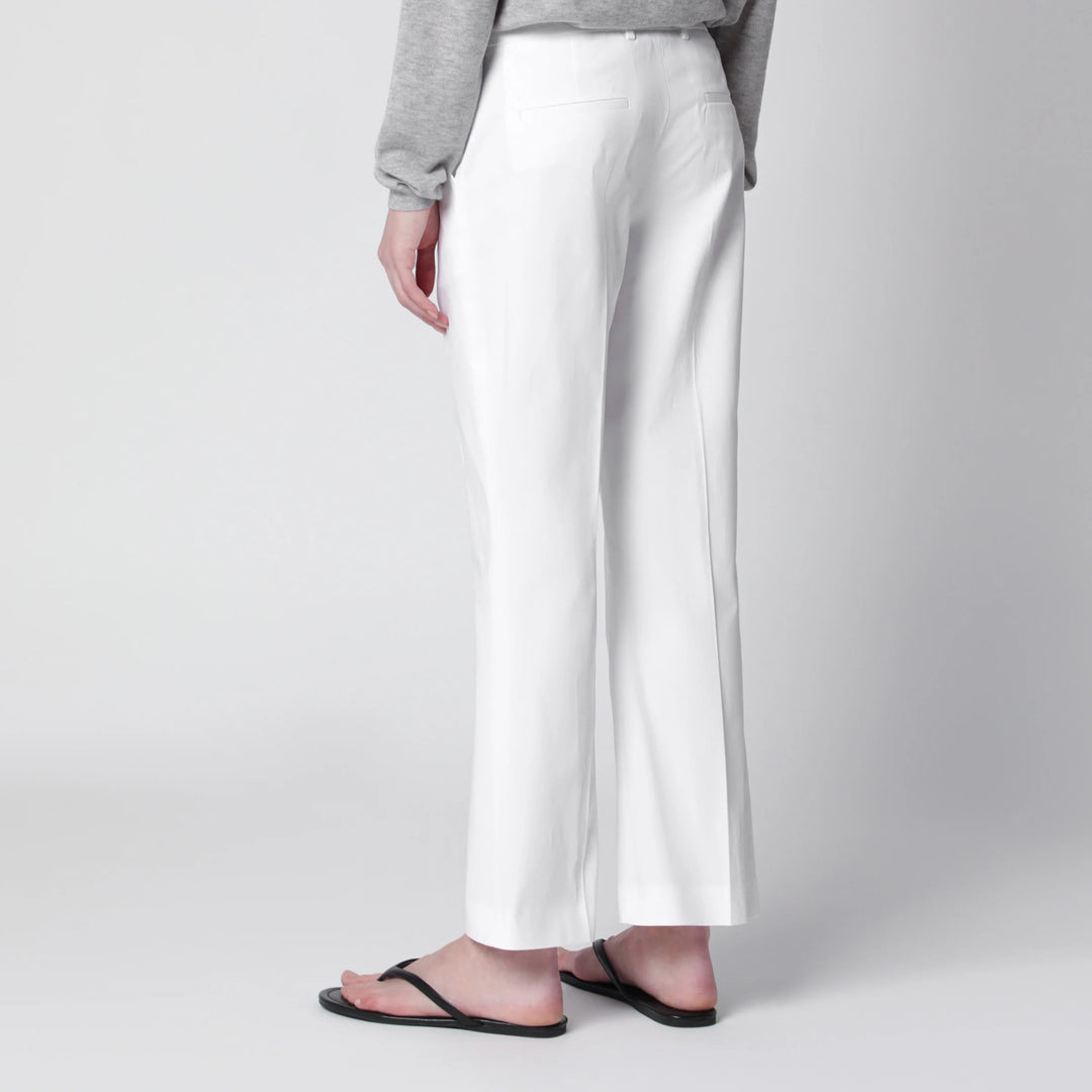 PT Torino - Mid-rise flared cotton trousers in white