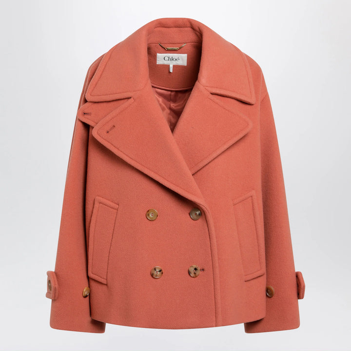 Chloé - Cedar pink double-breasted short wool coat
