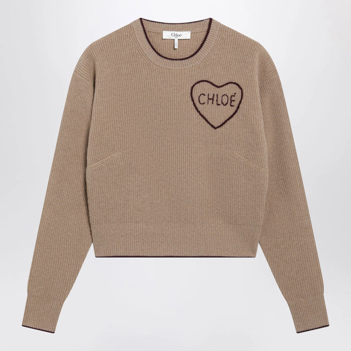 Chloé - Light Brown Wool and Cashmere Logo Sweater