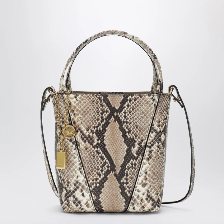 Chloé - Small Chloé Spin tote bag in python-effect leather