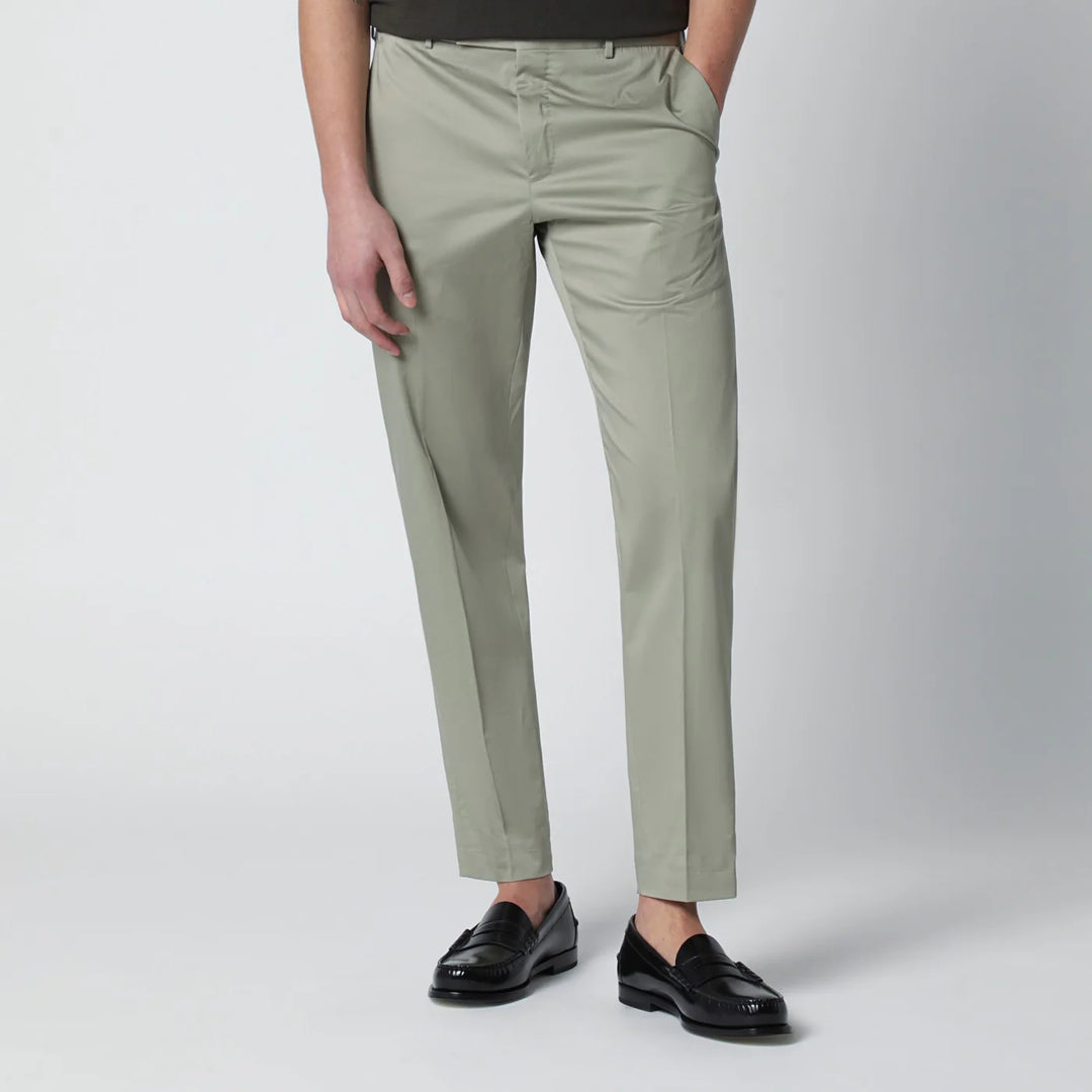 PT Torino - Sage green cotton-blend trousers