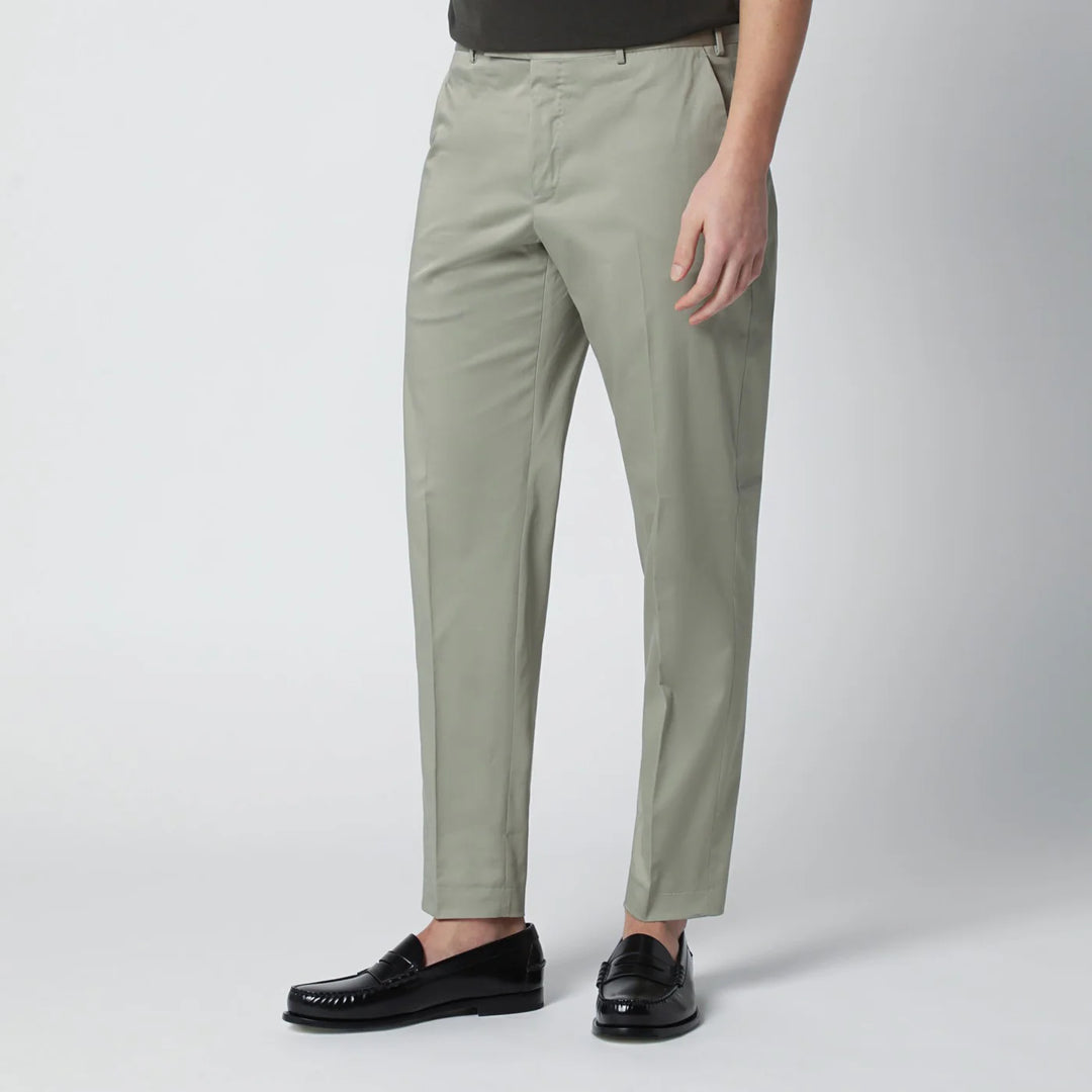 PT Torino - Sage green cotton-blend trousers