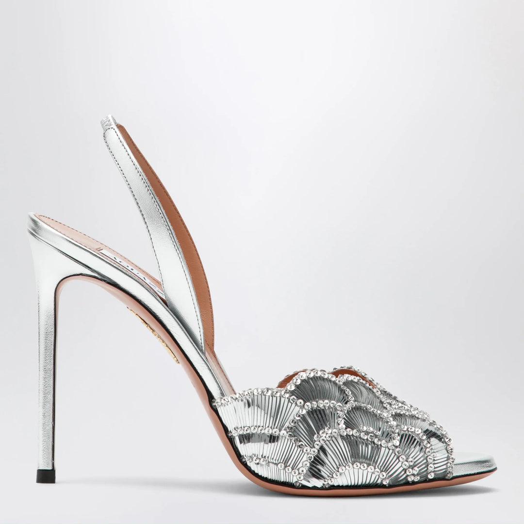 Aquazzura - Ce Soir silver sandals in nappa leather Brand Shoes 36 IT