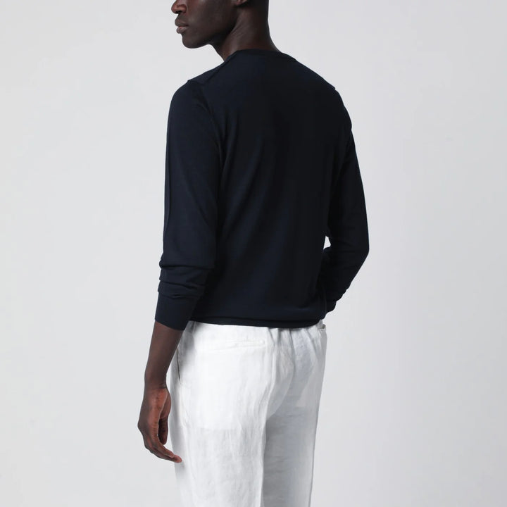 Drumohr - Navy blue wool crew-neck sweater