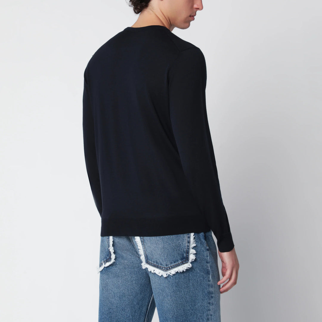 Drumohr - Navy blue wool crew-neck sweater