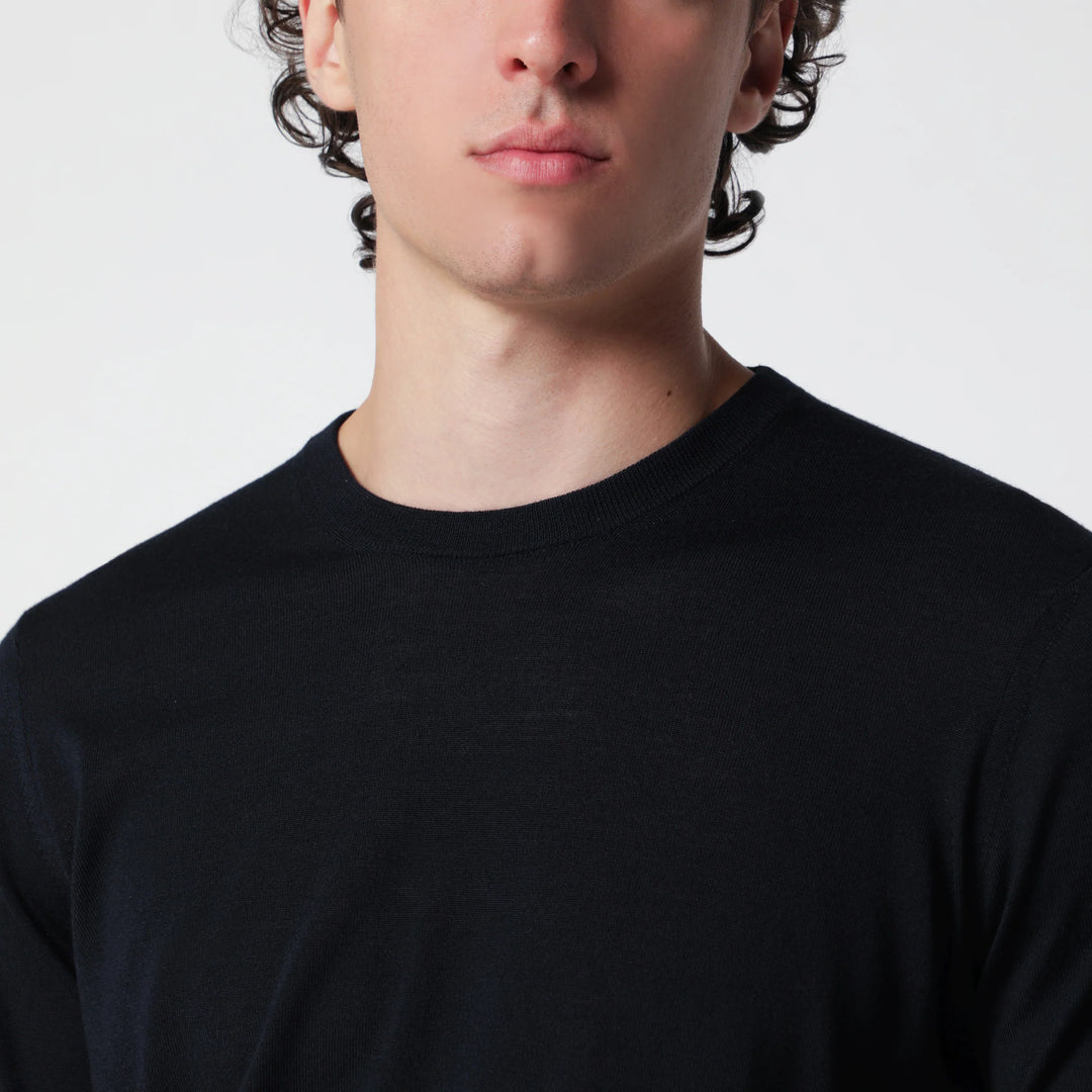 Drumohr - Navy blue wool crew-neck sweater