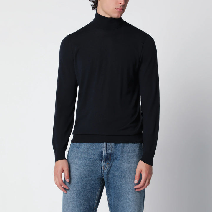 Drumohr - Navy blue wool turtleneck sweater