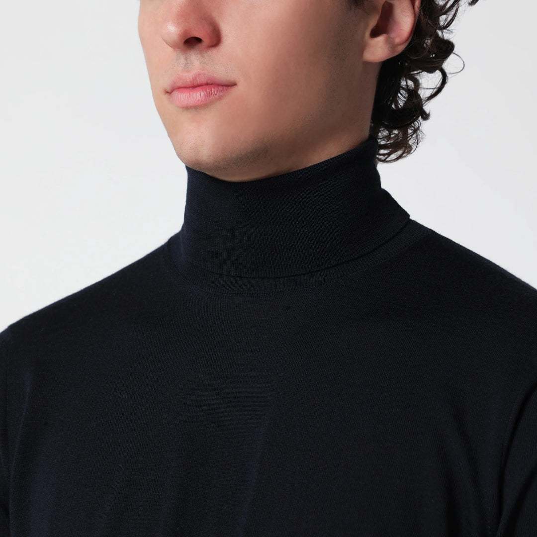 Drumohr - Navy blue wool turtleneck sweater