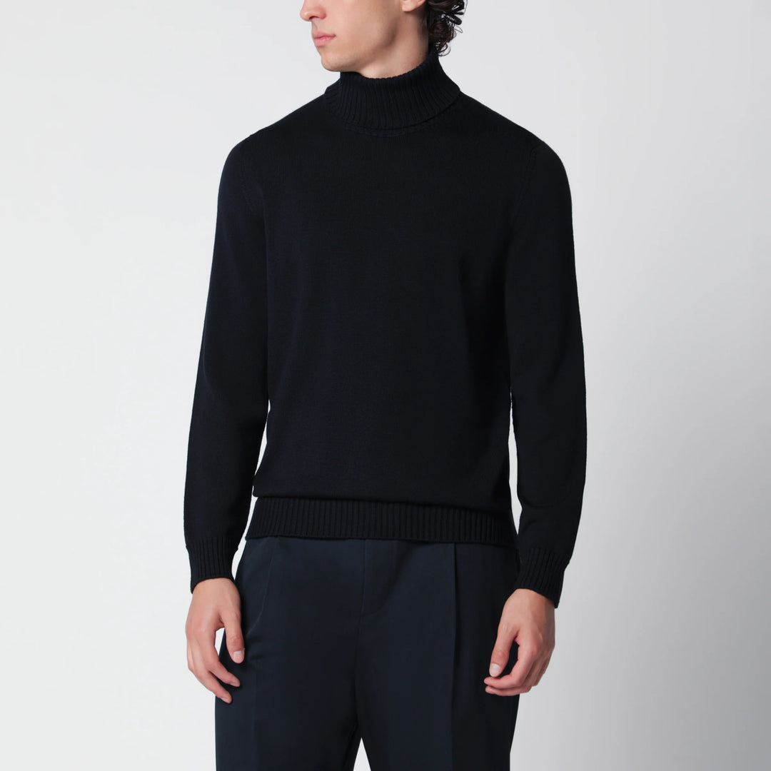 Drumohr - Navy blue wool turtleneck sweater