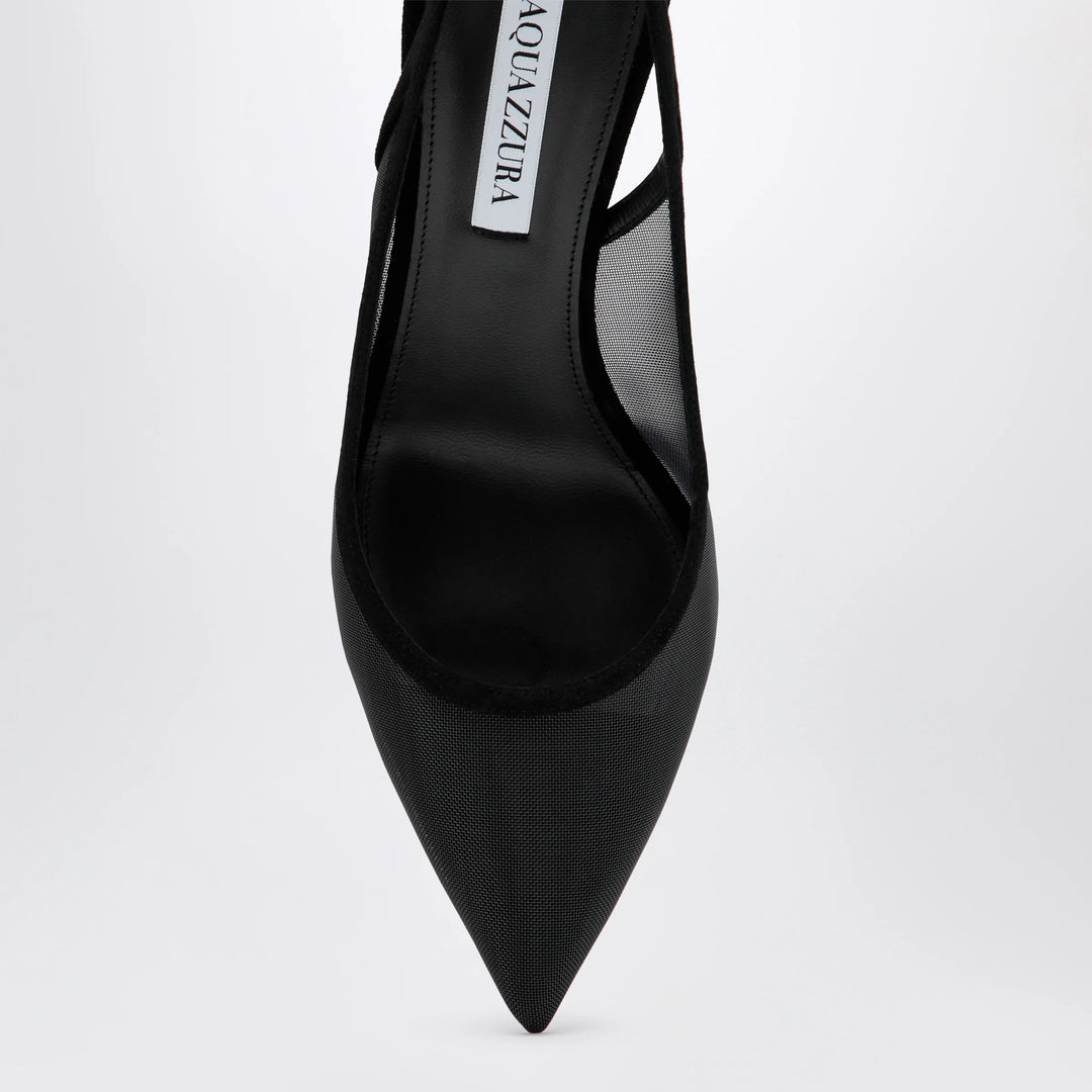 Aquazzura - Black bow-tie mesh pumps