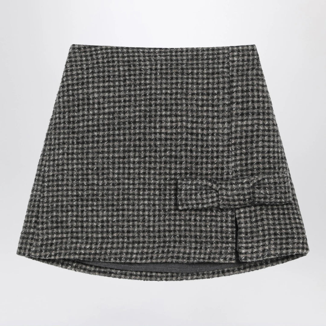 Douuod - Ebony/beige checked wool Nicaragua skirt