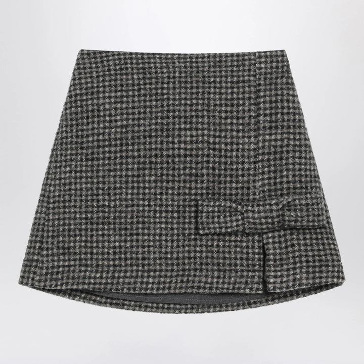 Douuod - Ebony/beige checked wool Nicaragua skirt