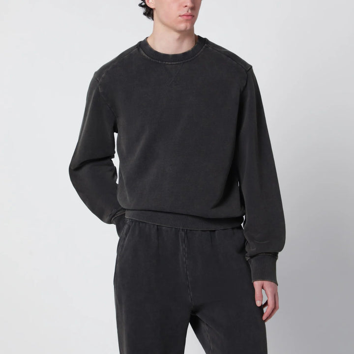 Entire Studios - Washed black cotton crewneck sweatshirt