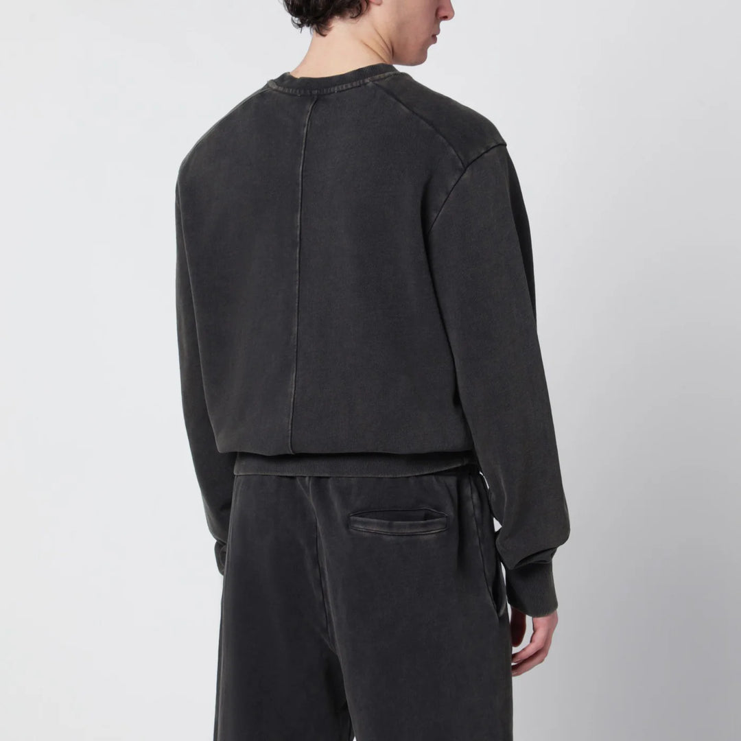 Entire Studios - Washed black cotton crewneck sweatshirt