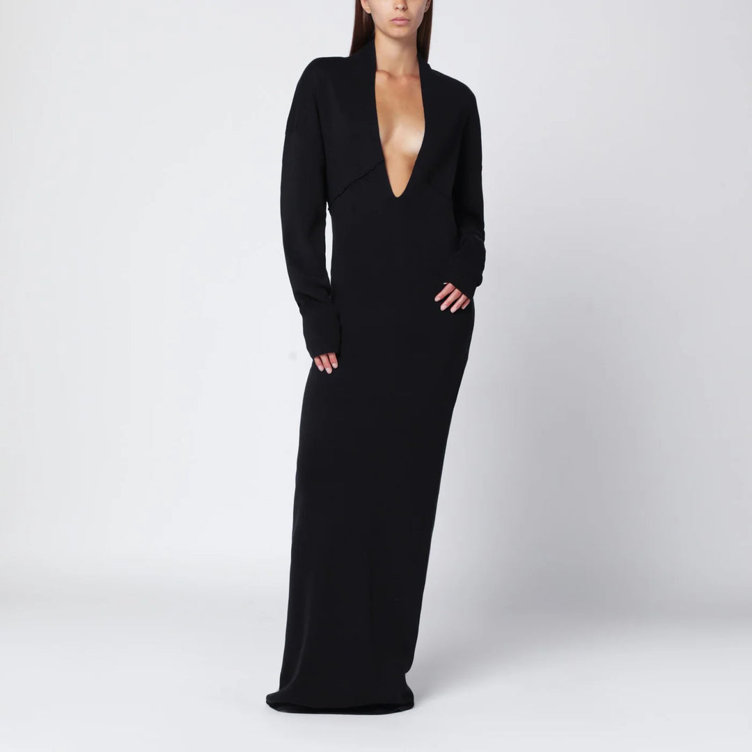 Entire Studios - Black long dress with wide neckline