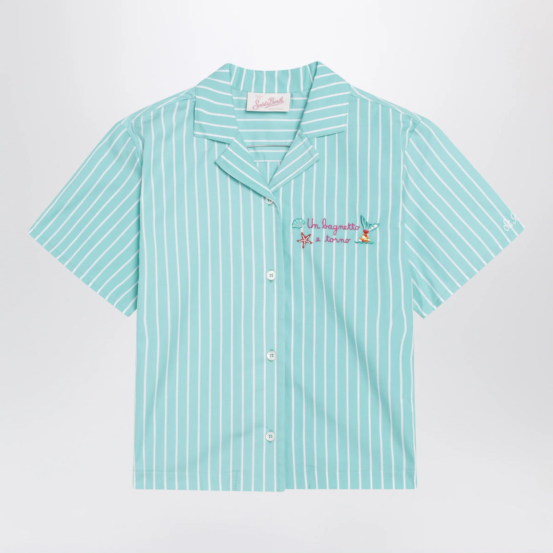 MC2 Saint Barth - Aqua green striped cotton shirt