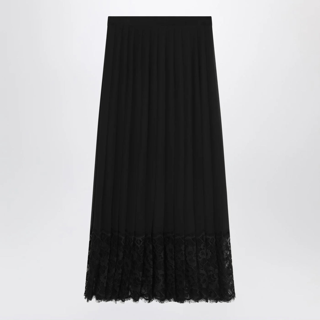 Dolce&amp;Gabbana - Gonna midi in chiffon and black lace