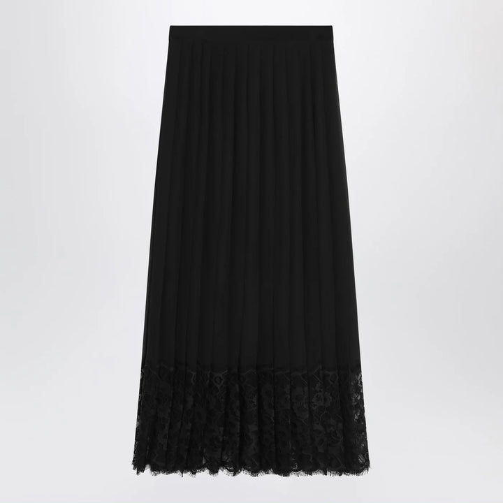 Dolce&amp;Gabbana - Gonna midi in chiffon and black lace