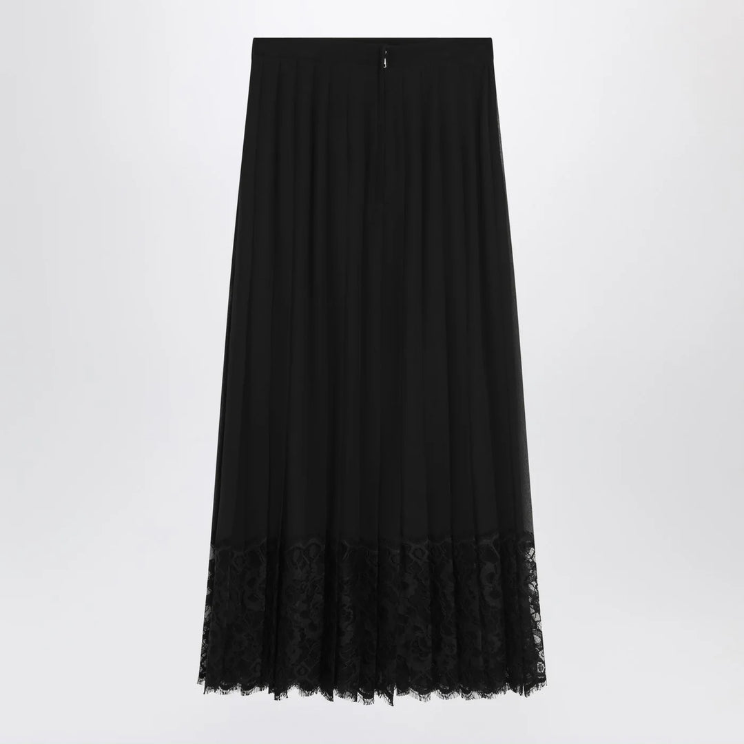 Dolce&amp;Gabbana - Gonna midi in chiffon and black lace