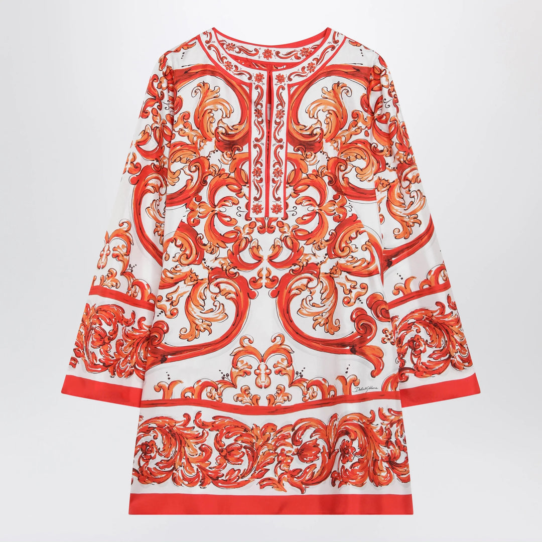 Dolce&amp;Gabbana - Maiolica-print silk twill kaftan dress, multicolour