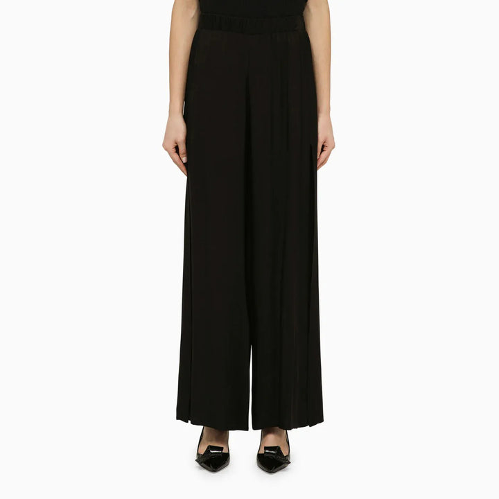 Federica Tosi - Black viscose palazzo trousers Brand Pants 46  IT