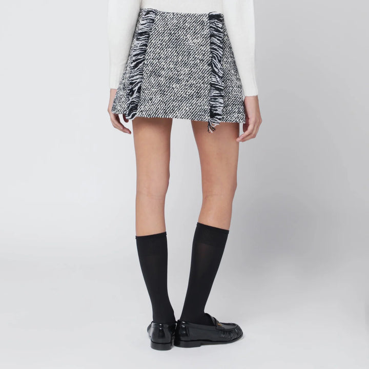 Durazzi Milano - Black/white patterned wool-blend mini skirt