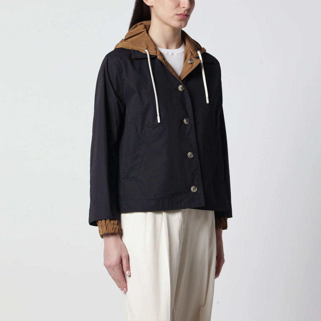 HERNO - Reversible Jacket Blue/Caramel in Cotton Gabardine