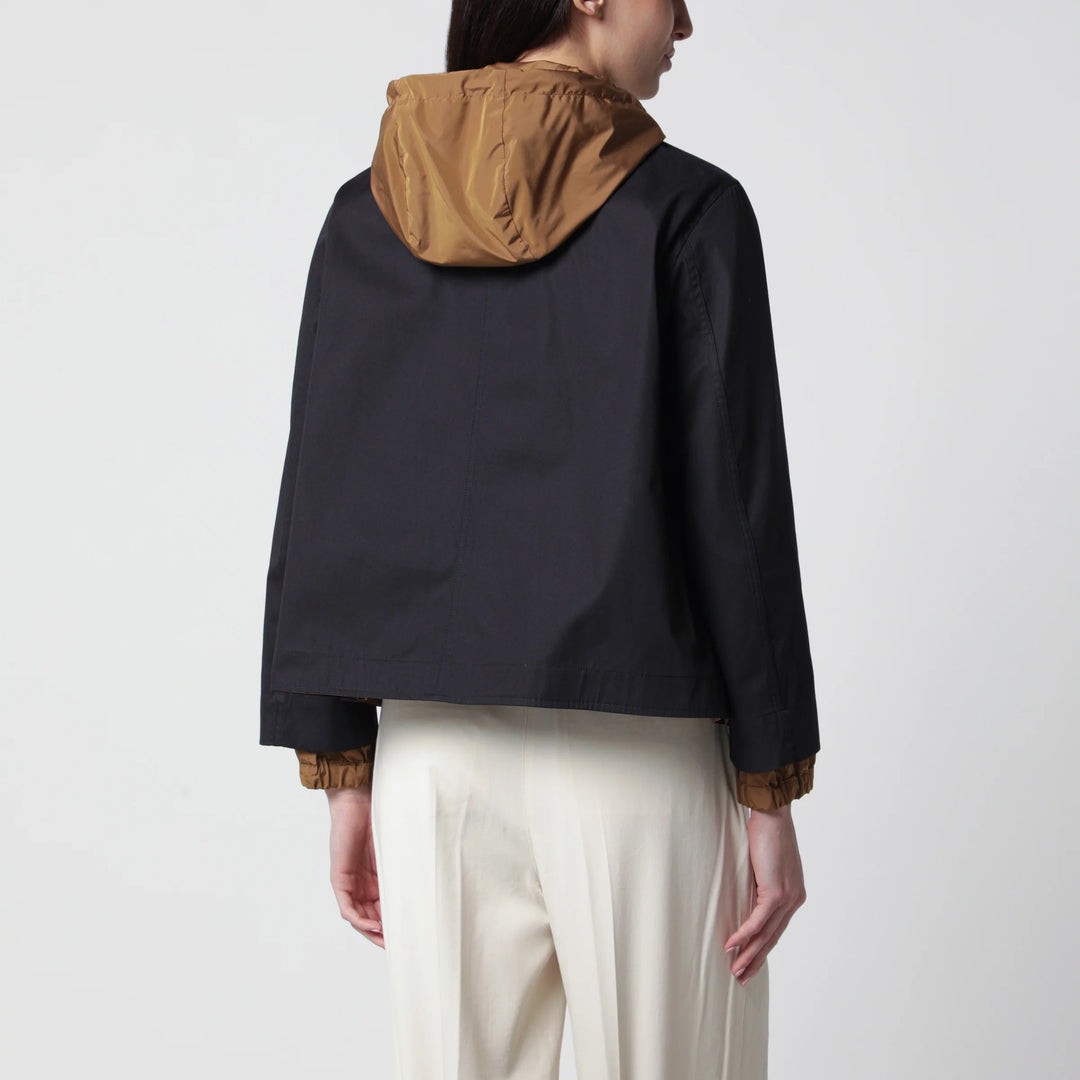 HERNO - Reversible Jacket Blue/Caramel in Cotton Gabardine