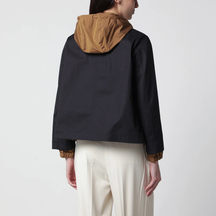 HERNO - Reversible Jacket Blue/Caramel in Cotton Gabardine