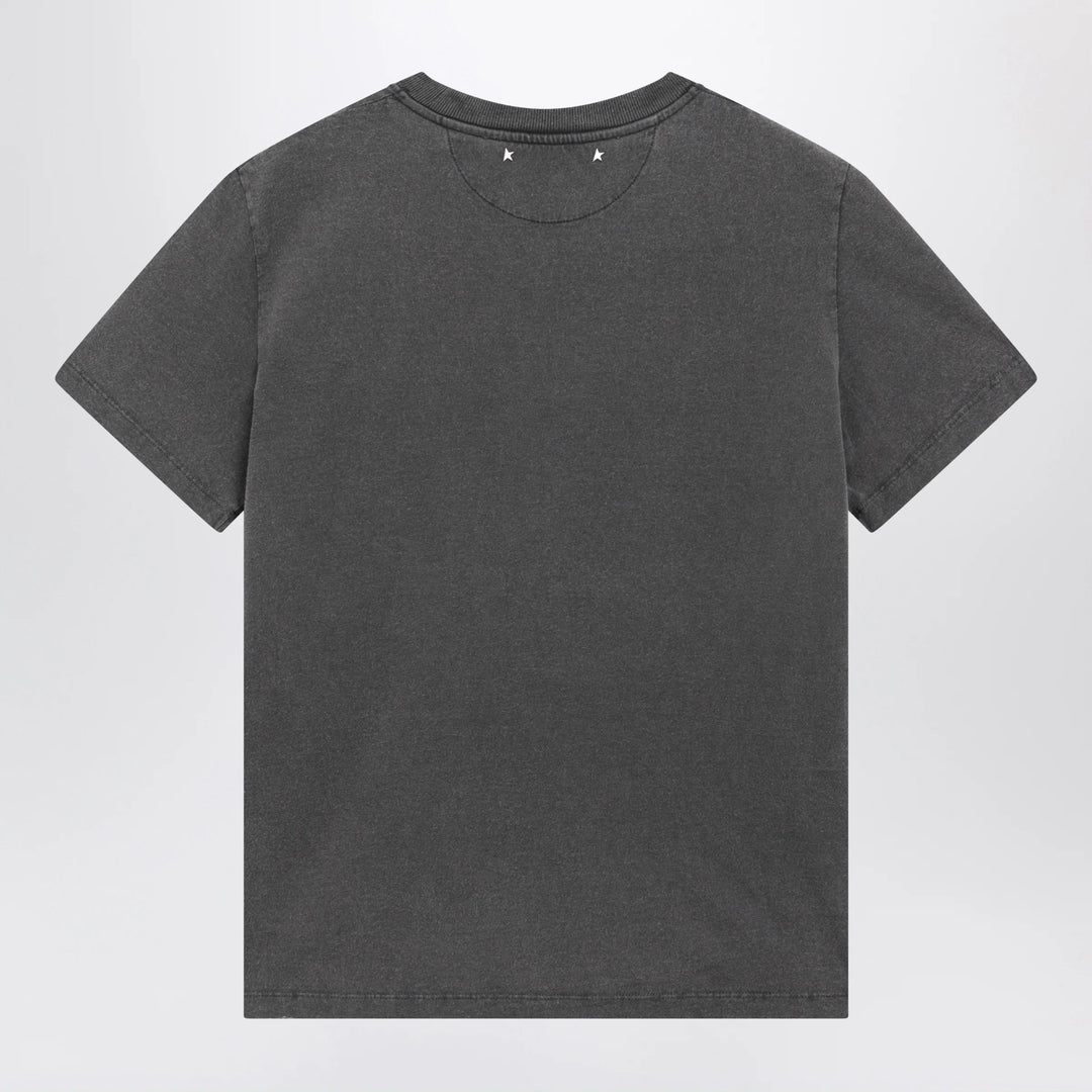 Golden Goose - Anthracite cotton T-shirt with cabochon crystals