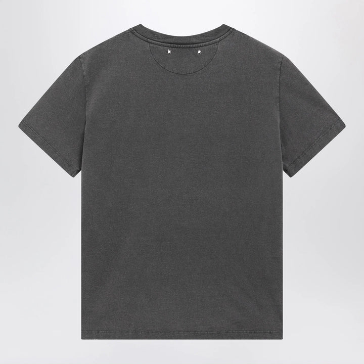 Golden Goose - Anthracite cotton T-shirt with cabochon crystals