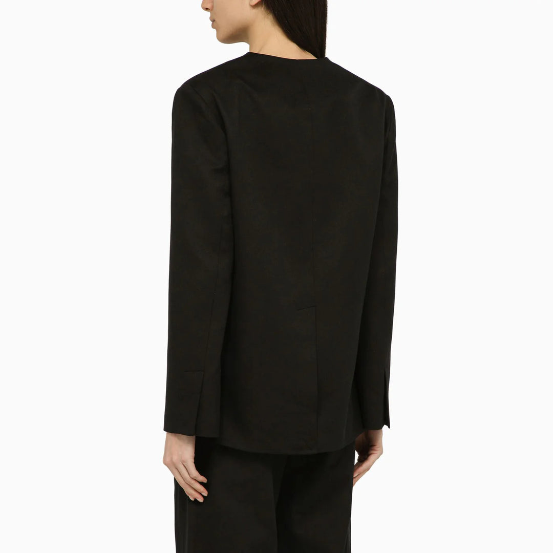 LouLou De Saison - Black double-breasted jacket in cotton and linen