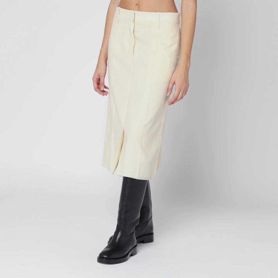 Jil Sander - Vanilla-coloured wool skirt