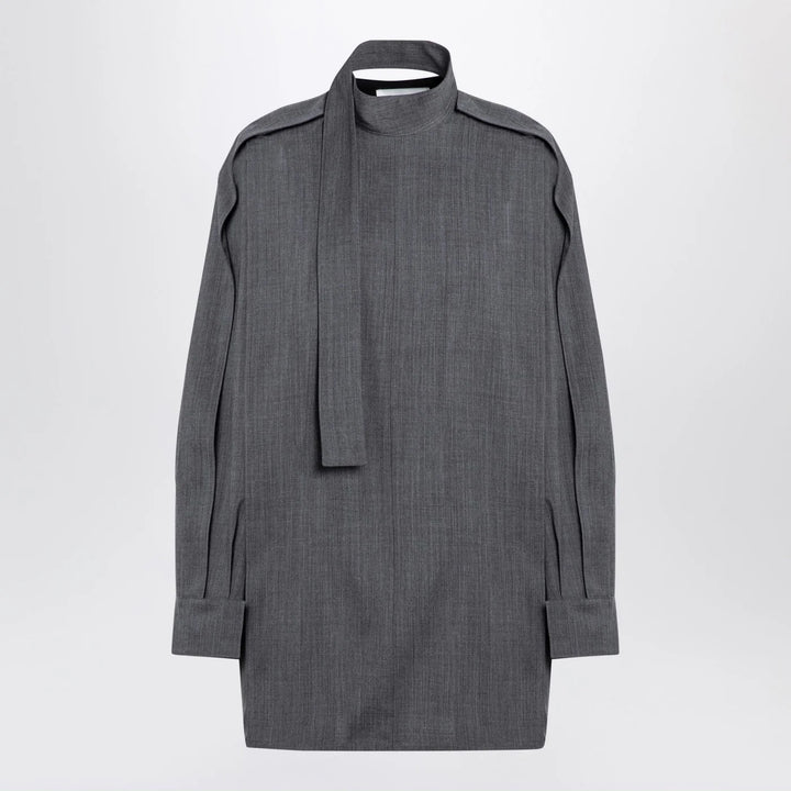 Jil Sander - Grey wool shirt with scarf
