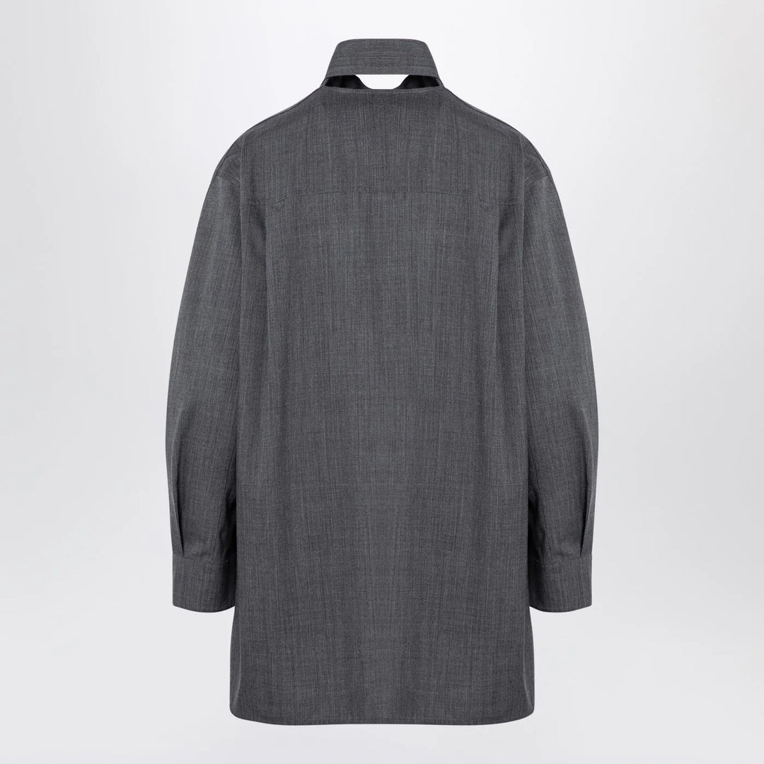 Jil Sander - Grey wool shirt with scarf