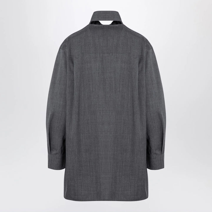 Jil Sander - Grey wool shirt with scarf
