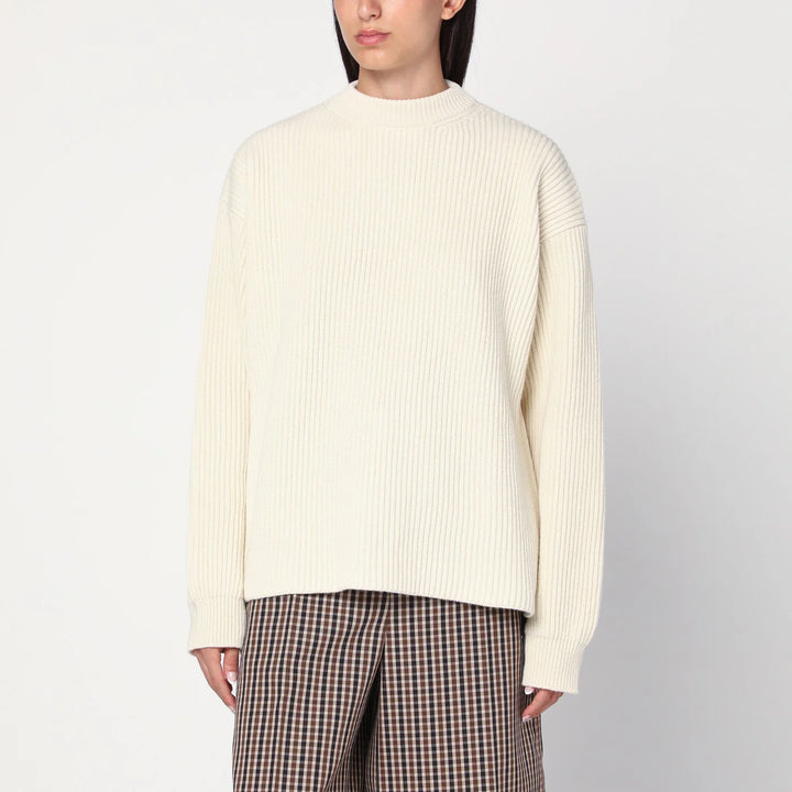 Jil Sander - White ribbed crewneck sweater
