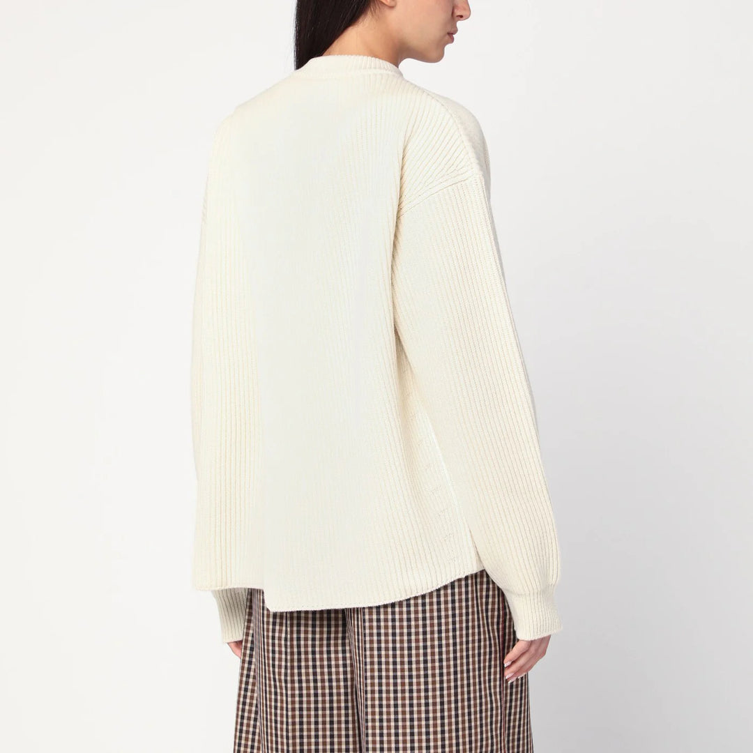 Jil Sander - White ribbed crewneck sweater