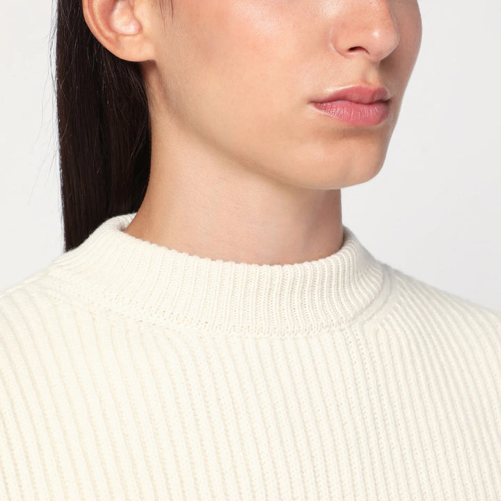 Jil Sander - White ribbed crewneck sweater