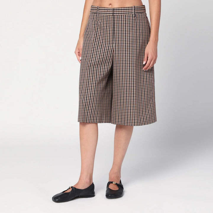 Jil Sander - Brown check wool bermuda shorts