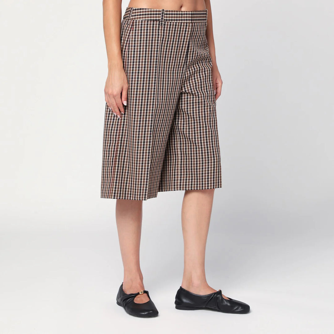 Jil Sander - Brown check wool bermuda shorts