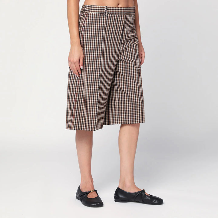 Jil Sander - Brown check wool bermuda shorts