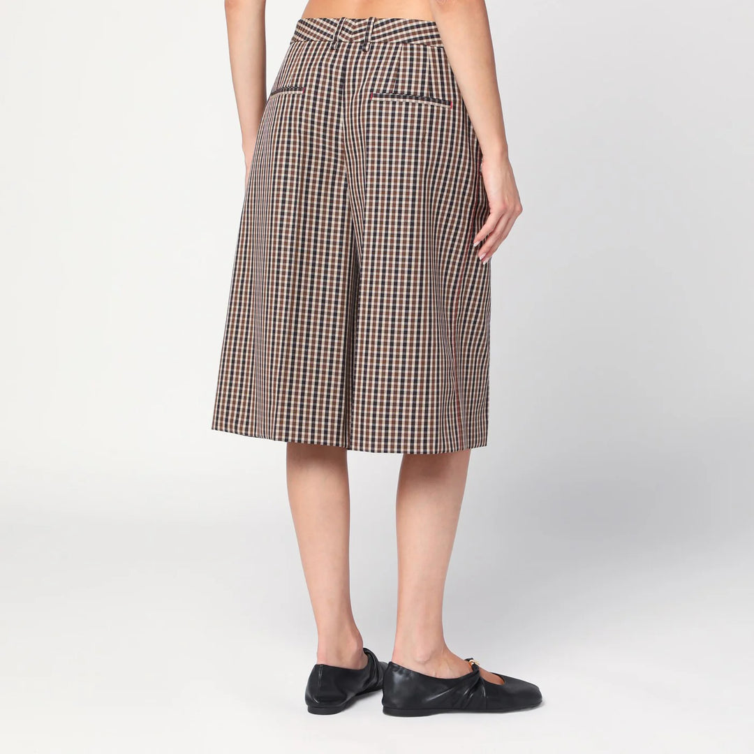 Jil Sander - Brown check wool bermuda shorts
