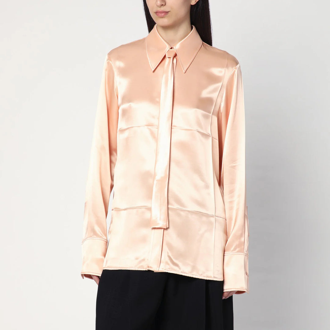 Jil Sander - Shirt with pink tie in shiny viscose blend