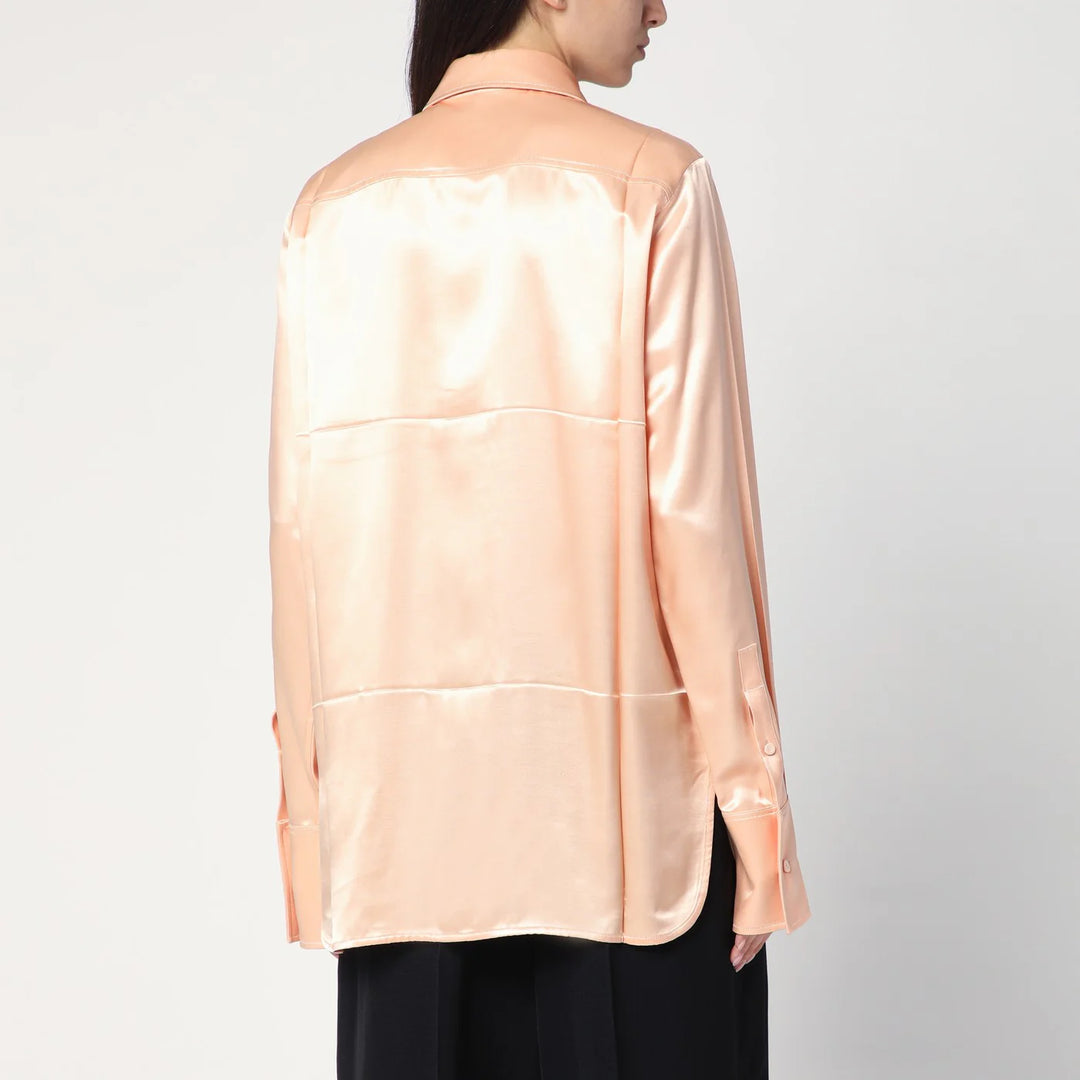 Jil Sander - Shirt with pink tie in shiny viscose blend