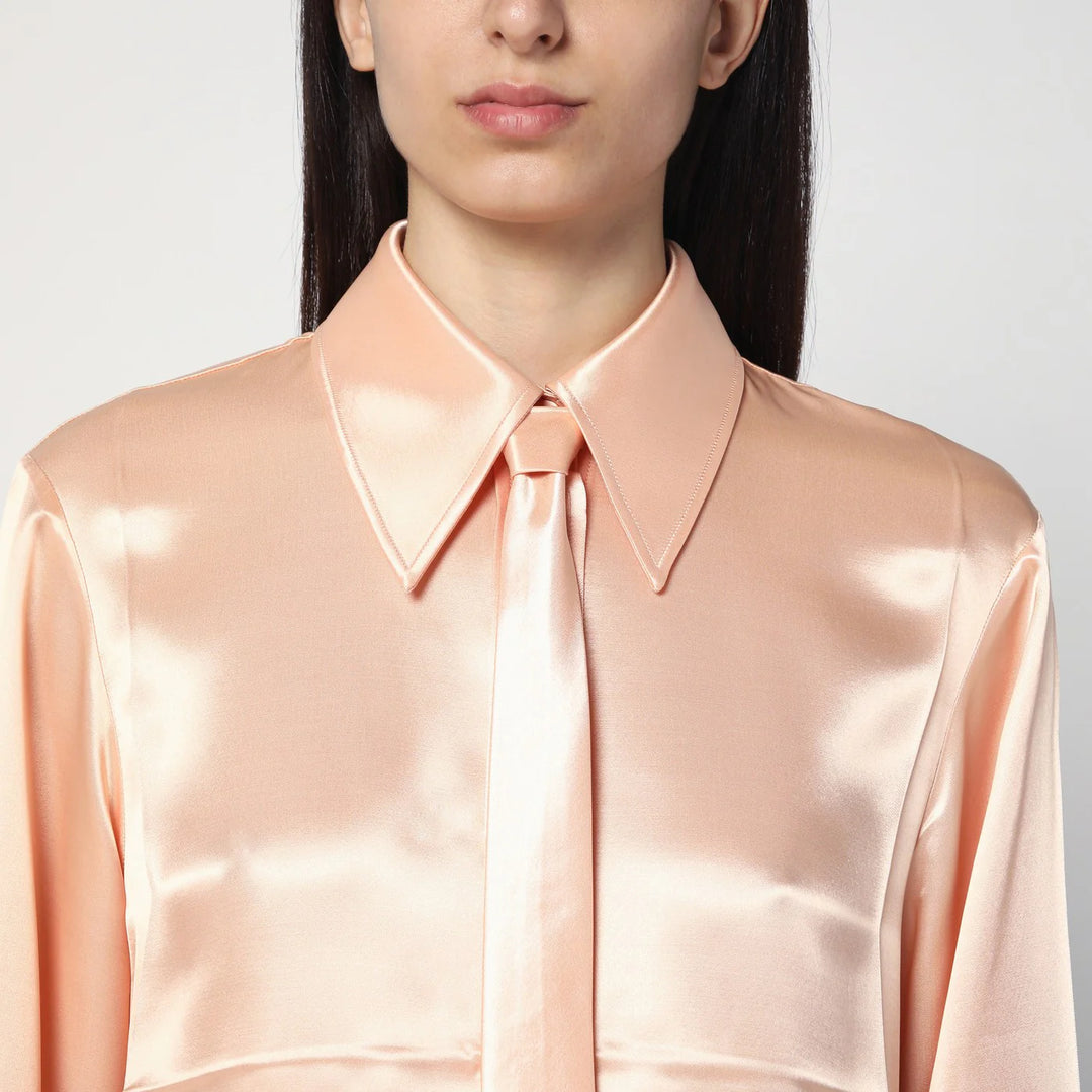 Jil Sander - Shirt with pink tie in shiny viscose blend